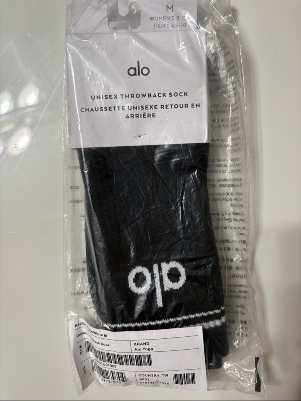 ALO Yoga Black Unisex Throwback Athletic Socks